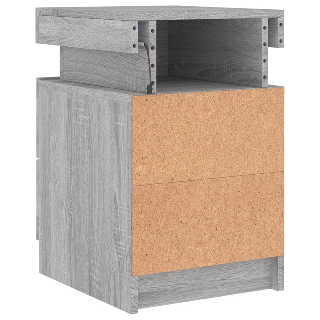 Bedside table with LED lights Gray Sonoma 35x39x55 cm