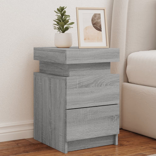 Bedside table with LED lights Gray Sonoma 35x39x55 cm