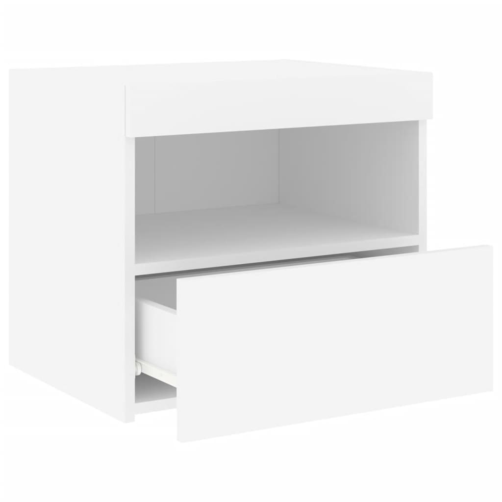 Bedside table with LED lights White 50x40x45 cm