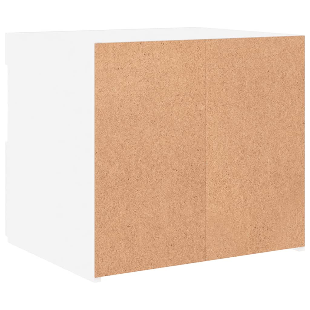 Bedside table with LED lights White 50x40x45 cm