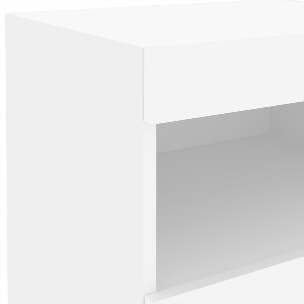 Bedside table with LED lights White 50x40x45 cm