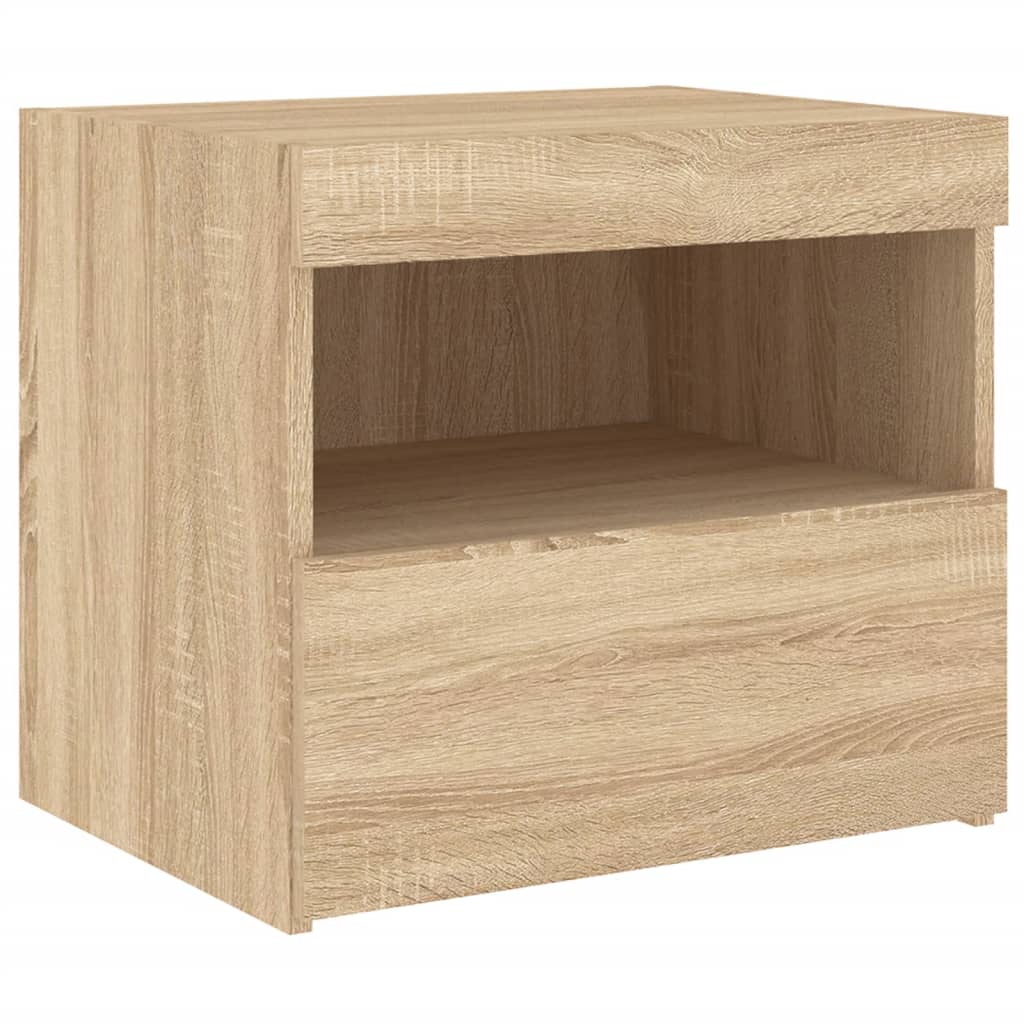 Bedside table with LED lights Sonoma oak 50x40x45 cm