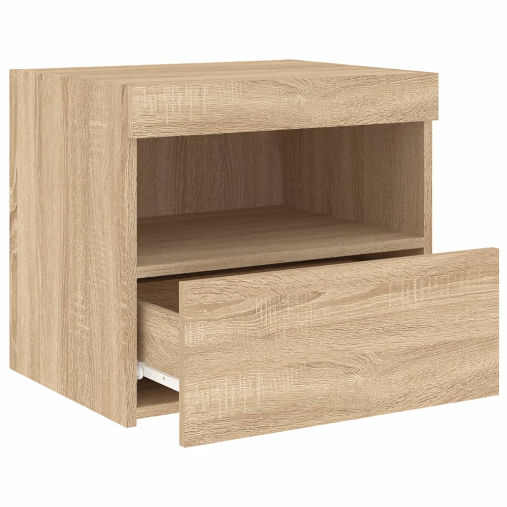 Bedside table with LED lights Sonoma oak 50x40x45 cm