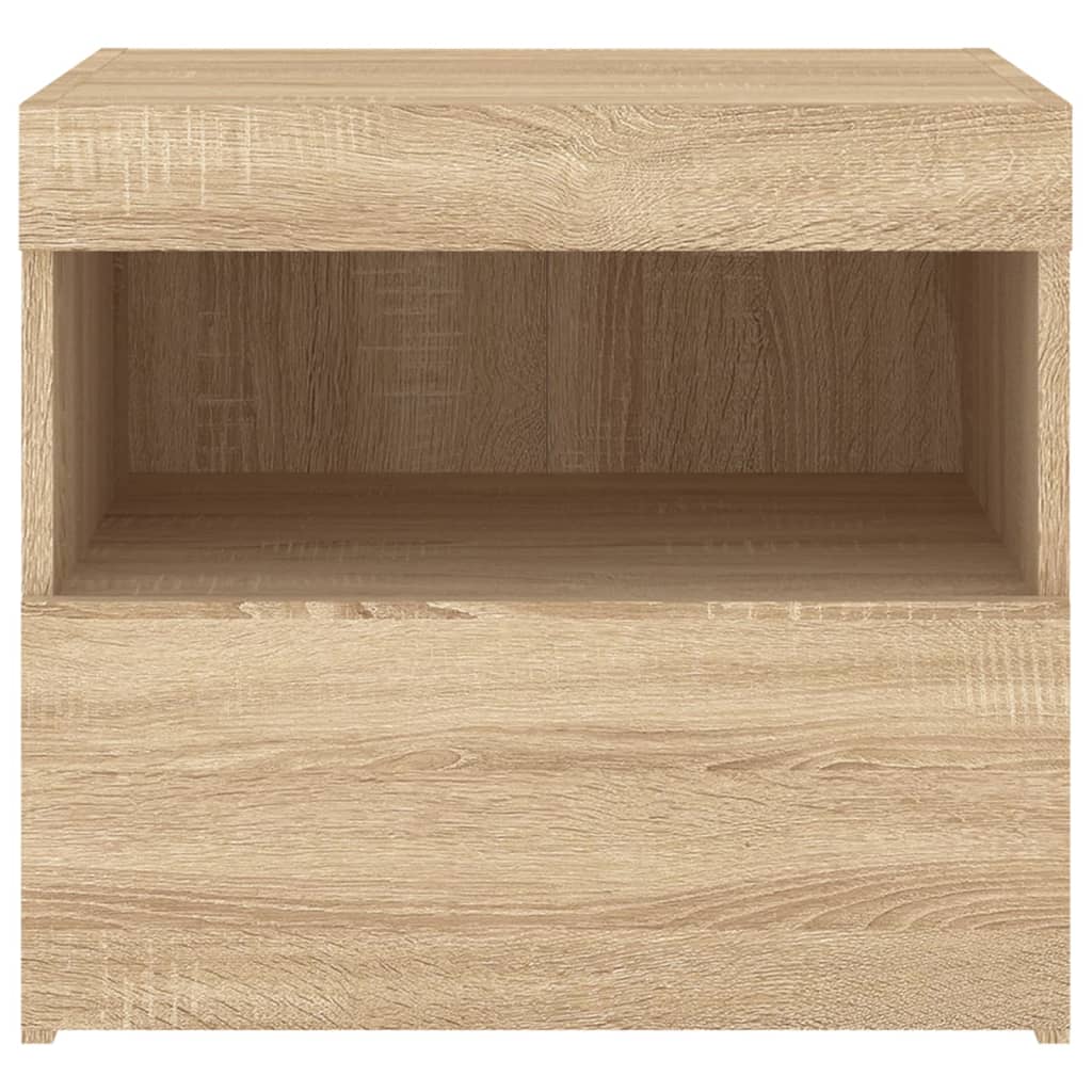 Bedside table with LED lights Sonoma oak 50x40x45 cm