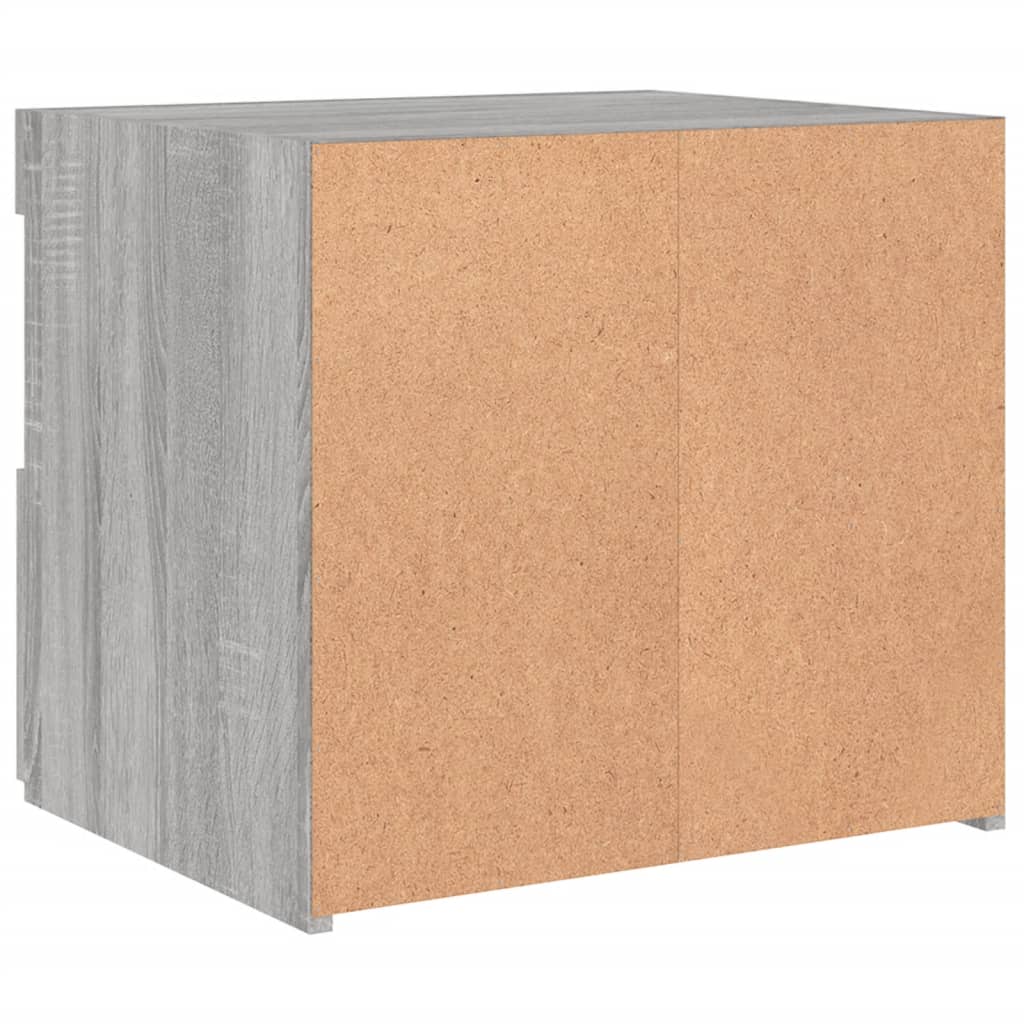 Bedside table with LED lights, Sonoma grey, 50x40x45 cm