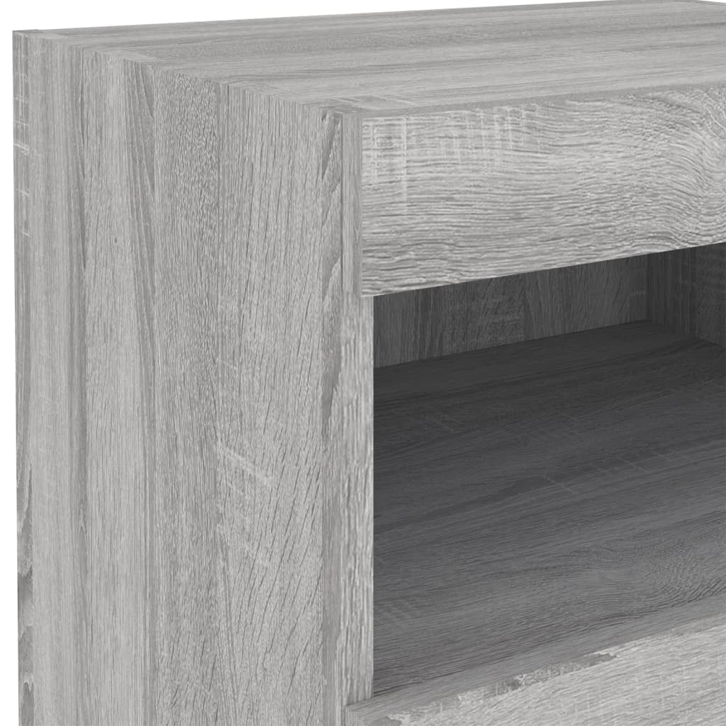 Bedside table with LED lights, Sonoma grey, 50x40x45 cm