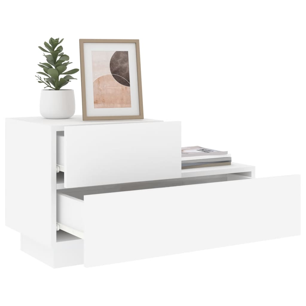 Bedside table with LED lights White 70x36x40.5 cm