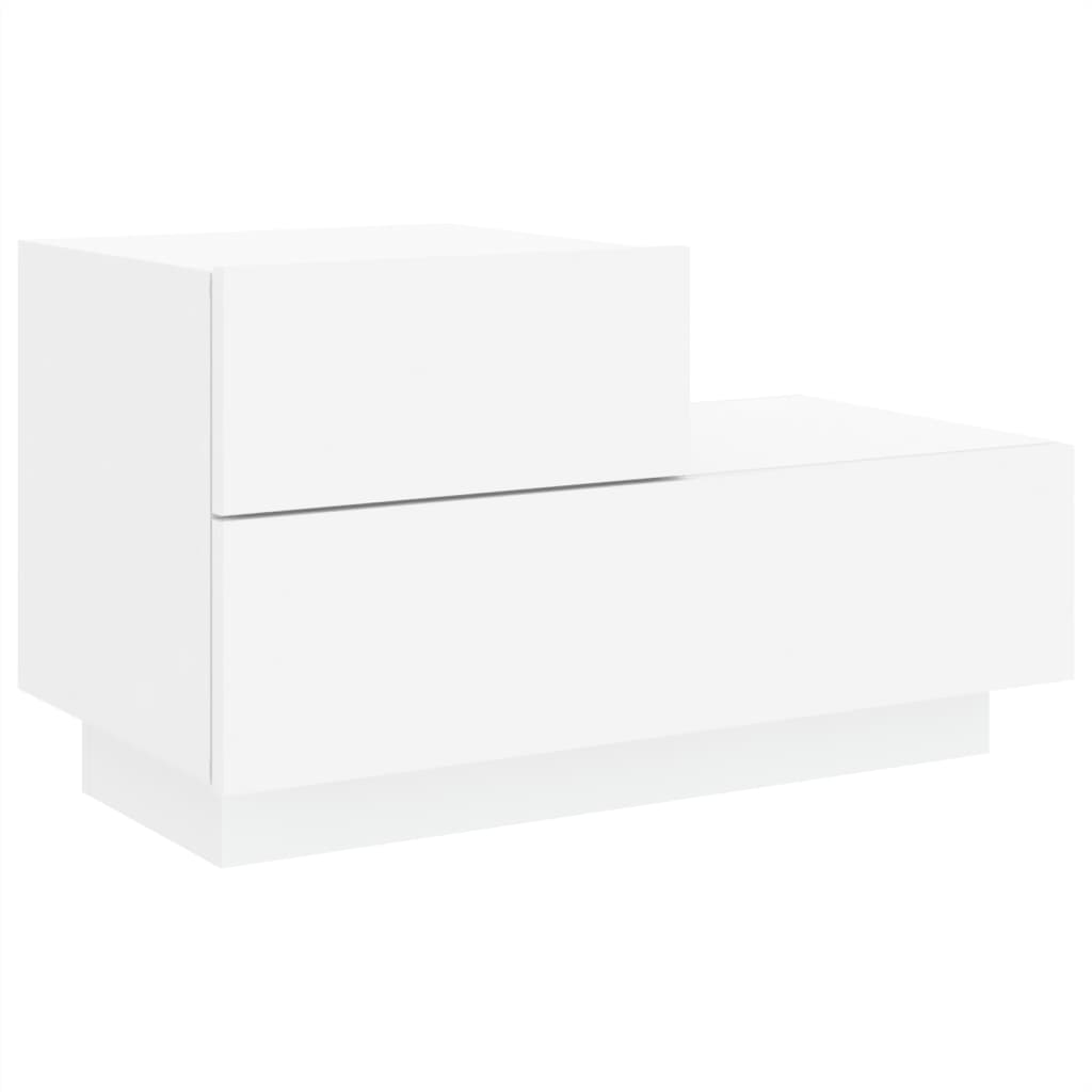 Bedside table with LED lights White 70x36x40.5 cm