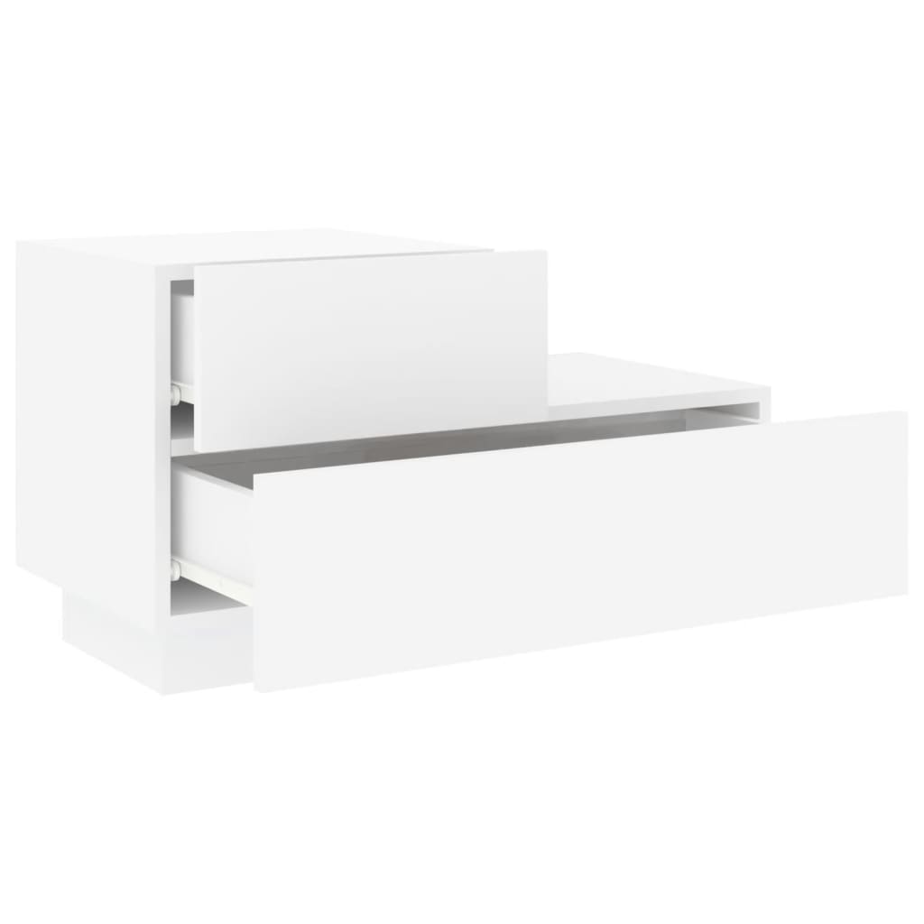 Bedside table with LED lights White 70x36x40.5 cm
