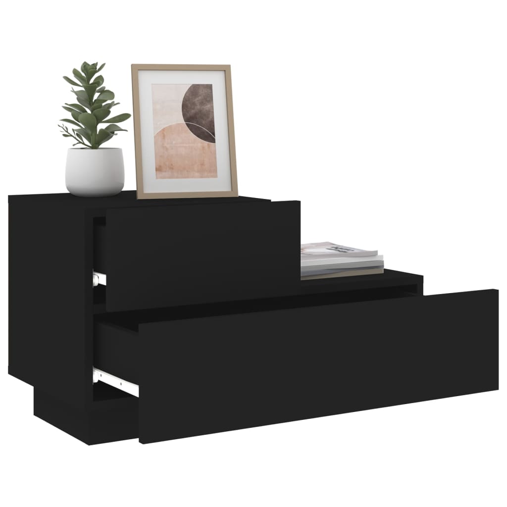 Bedside table with LED lights Black 70x36x40.5 cm