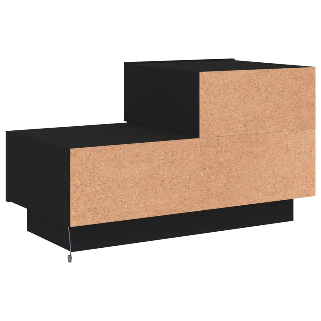 Bedside table with LED lights Black 70x36x40.5 cm
