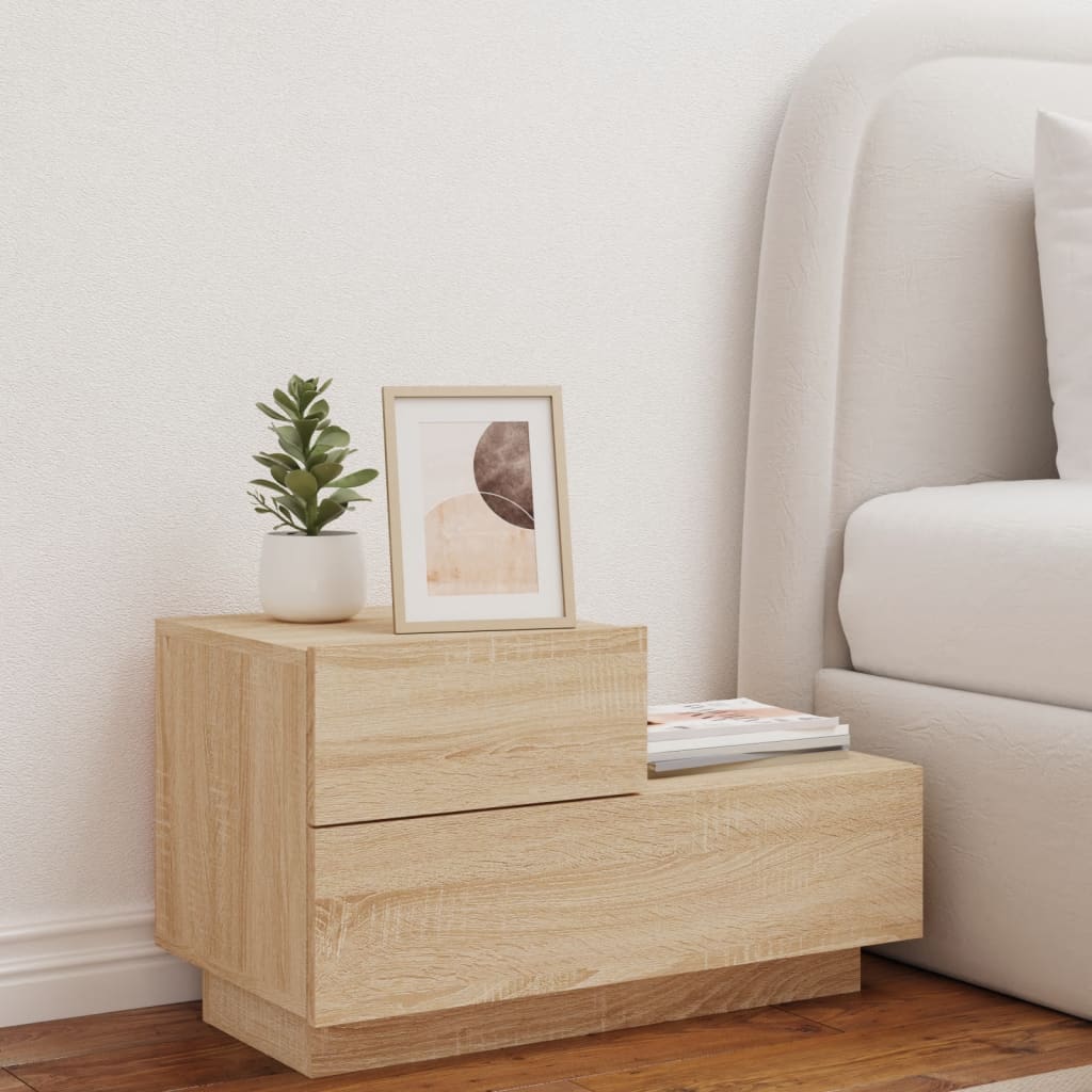 Bedside table with LED lights Sonoma oak 70x36x40.5 cm