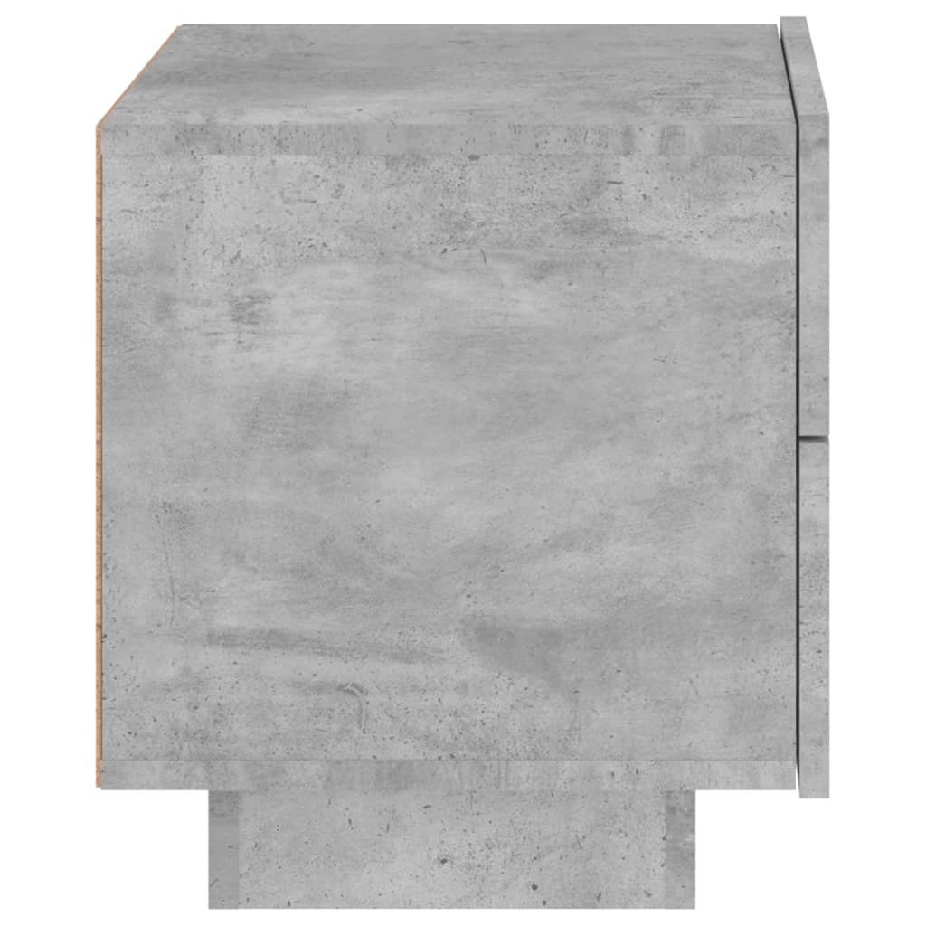 Bedside table with LED lights concrete grey 70x36x40.5 cm