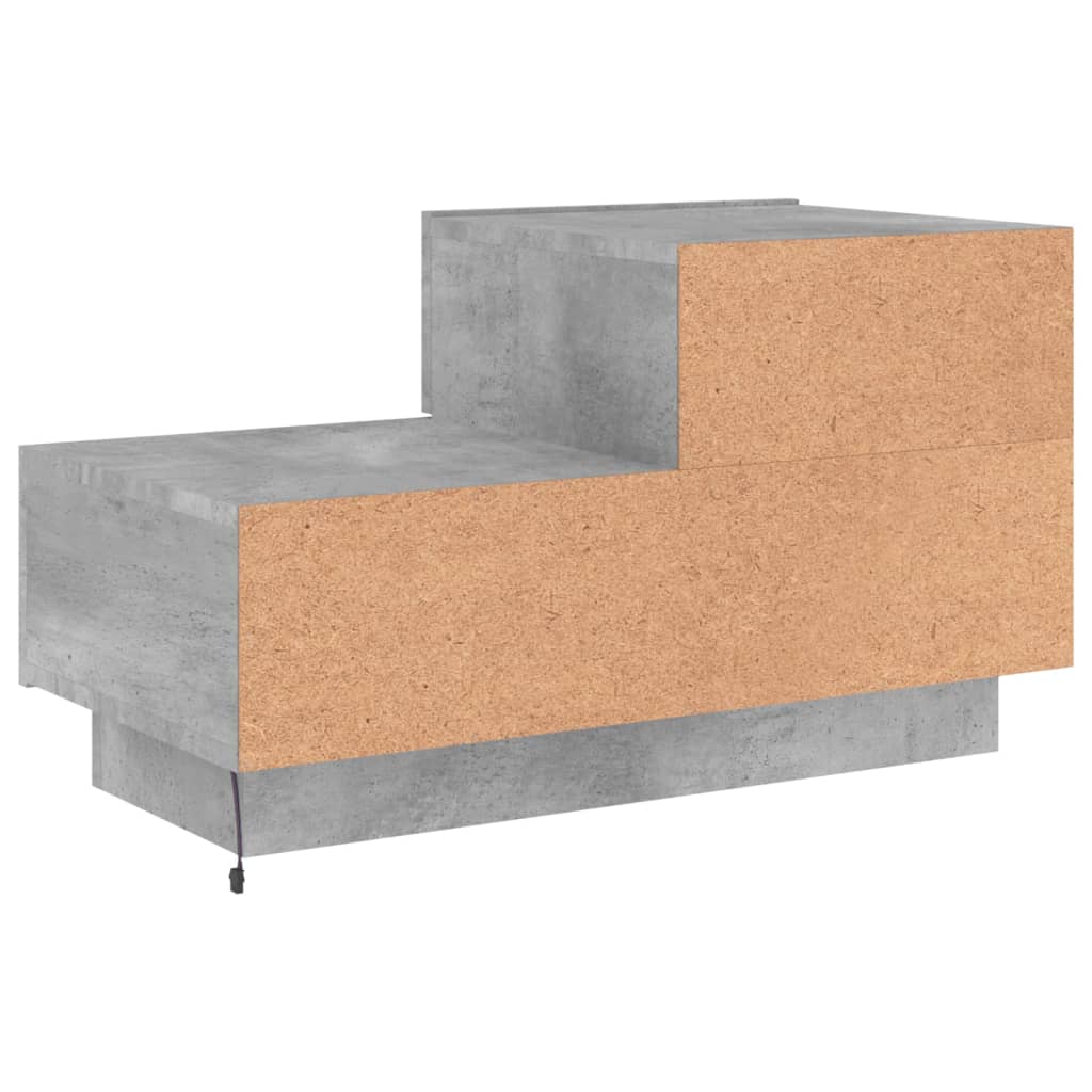 Bedside table with LED lights concrete grey 70x36x40.5 cm