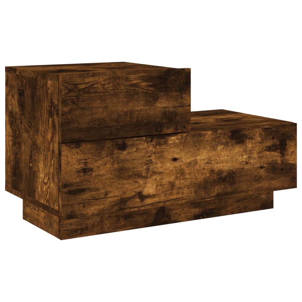 Bedside table with LED lights smoked oak 70x36x40.5 cm