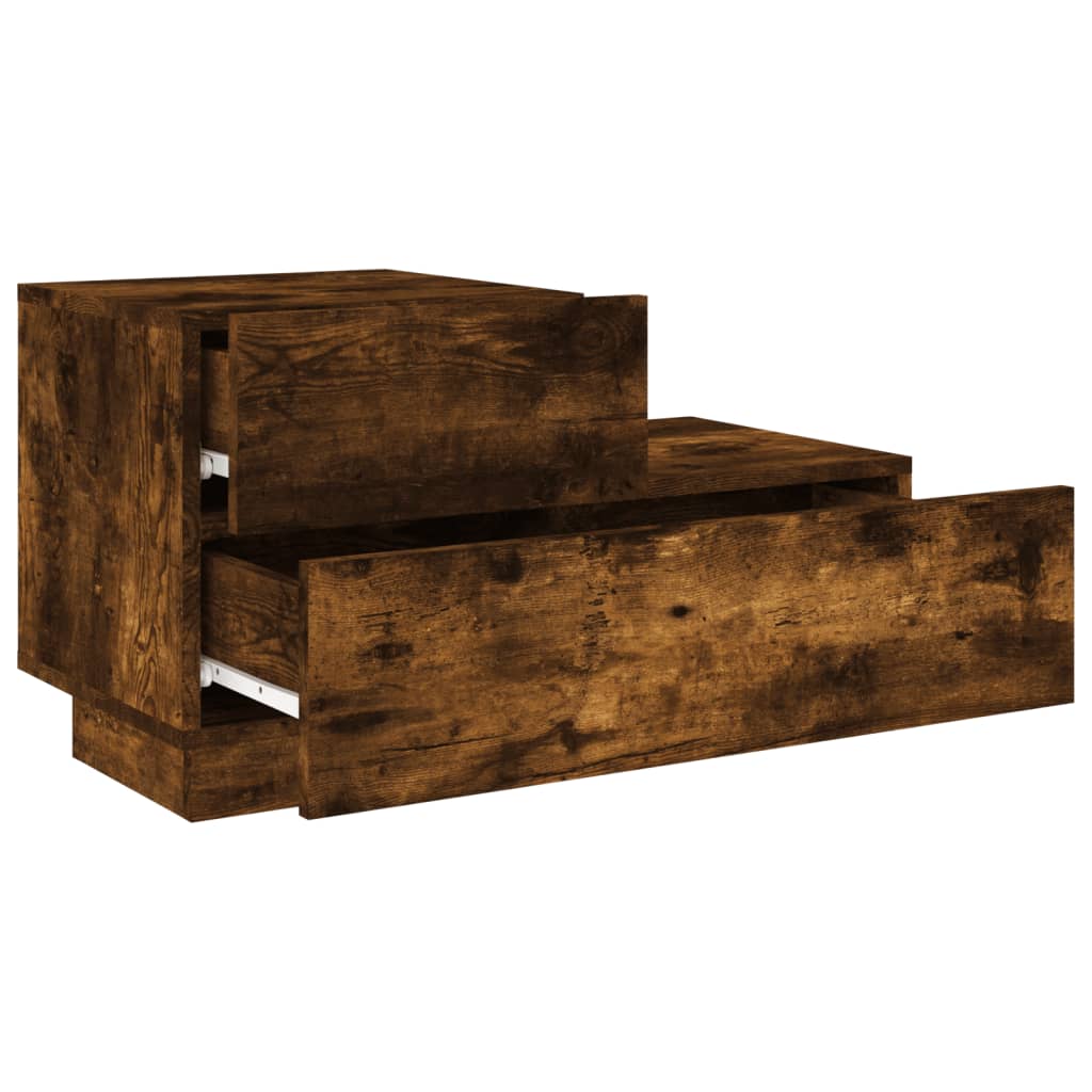 Bedside table with LED lights smoked oak 70x36x40.5 cm