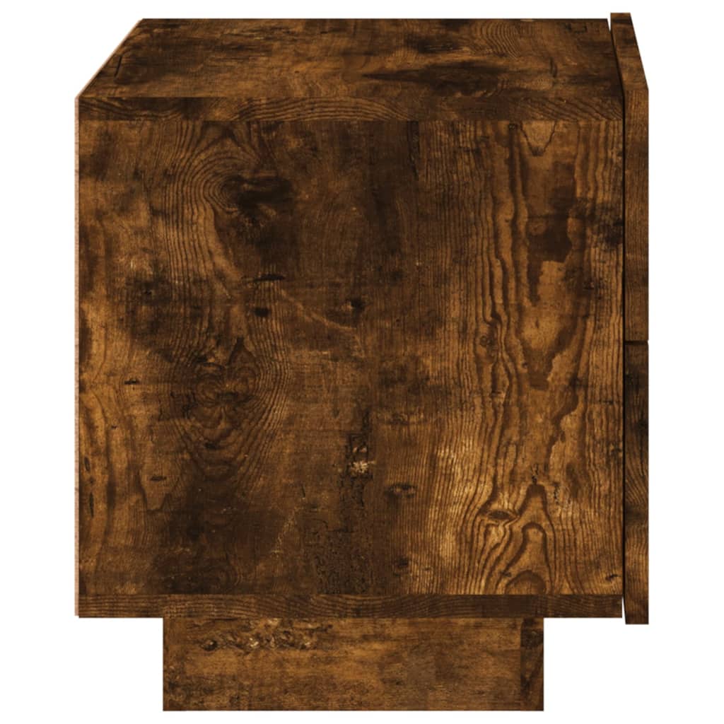 Bedside table with LED lights smoked oak 70x36x40.5 cm