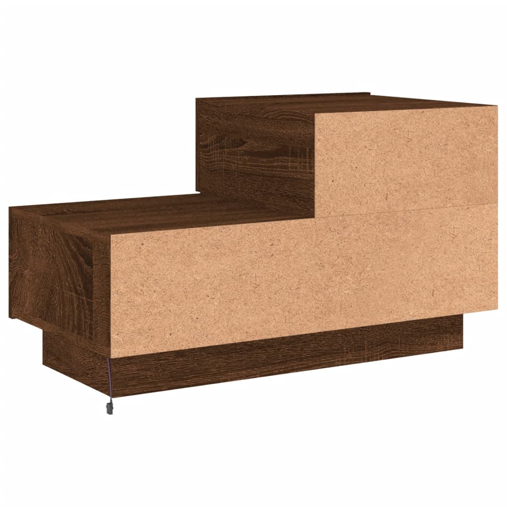 Bedside table with LED lights brown oak look 70x36x40.5 cm