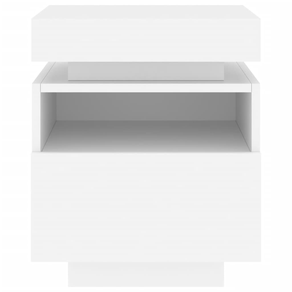 Bedside table with LED lights White 40x39x48.5 cm