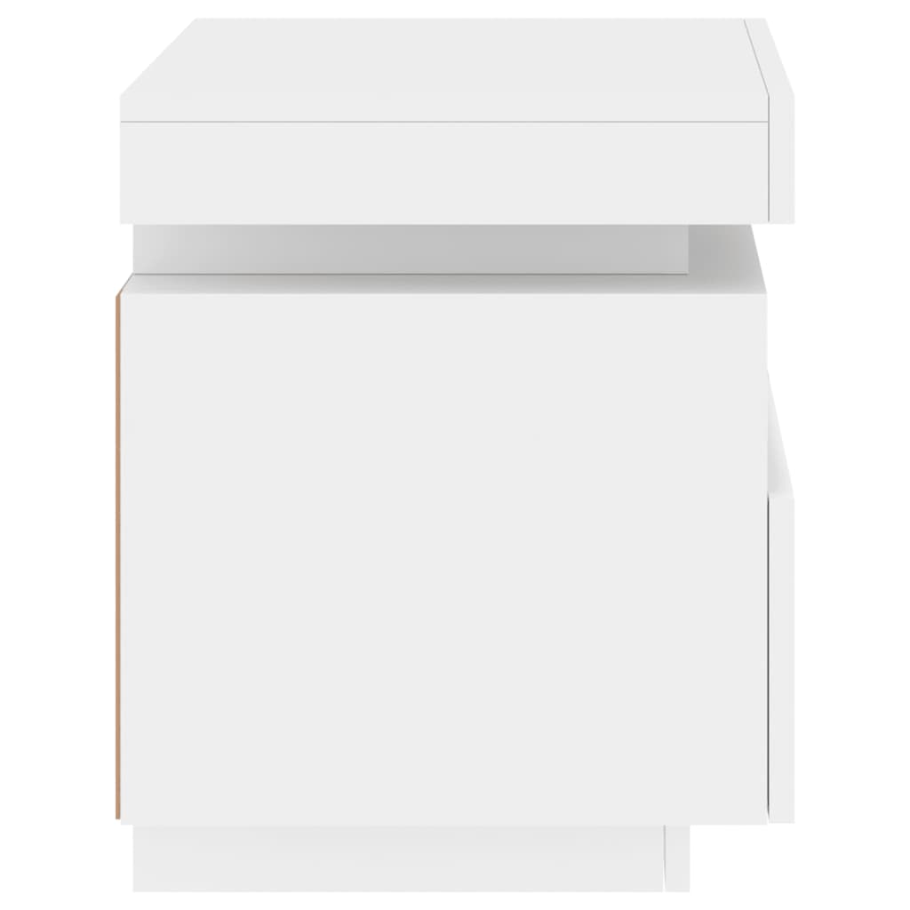 Bedside table with LED lights White 40x39x48.5 cm