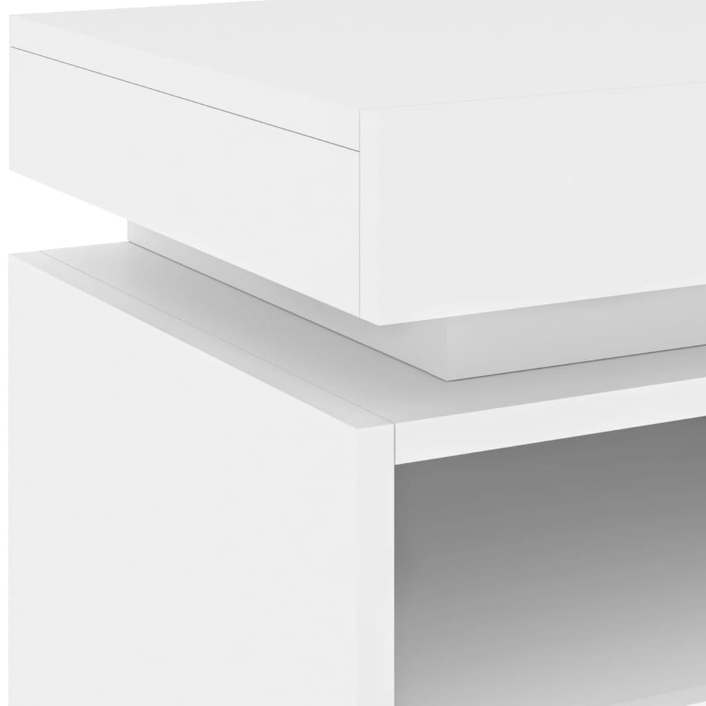 Bedside table with LED lights White 40x39x48.5 cm