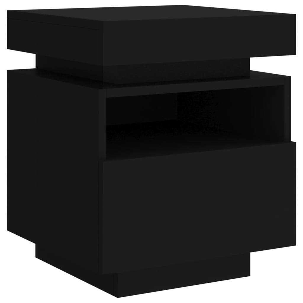 Bedside tables with LED lights 2 pcs. Black 40x39x48.5 cm