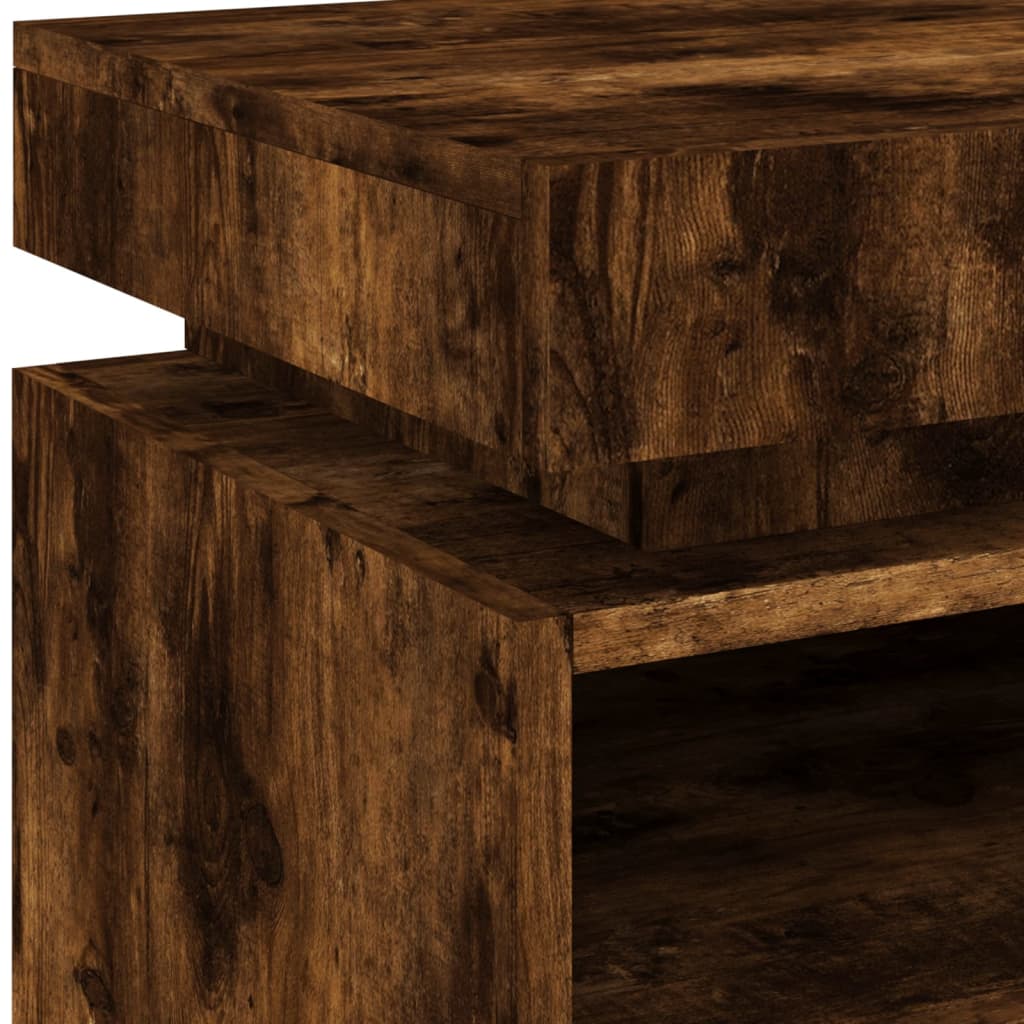 Bedside table with LED lights smoked oak 40x39x48.5 cm