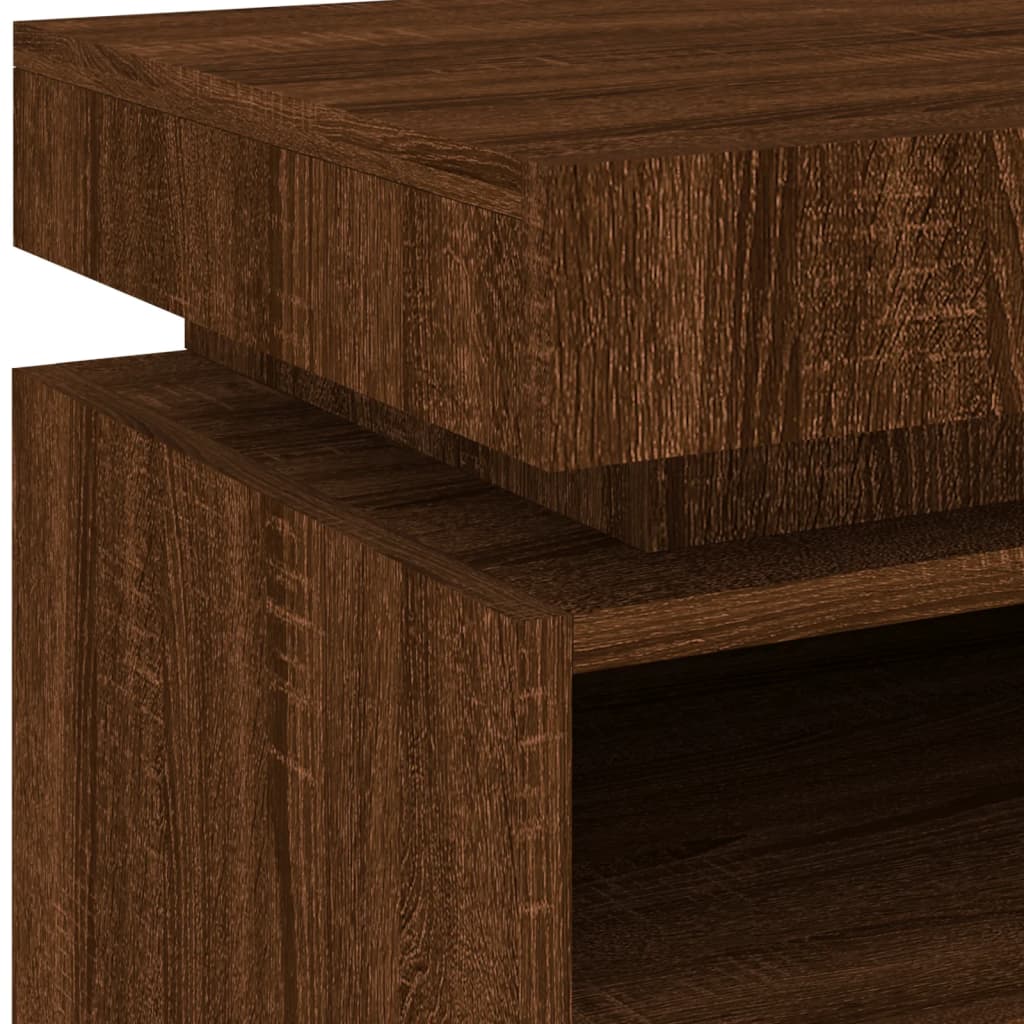 Bedside table with LED lights brown oak look 40x39x48.5 cm