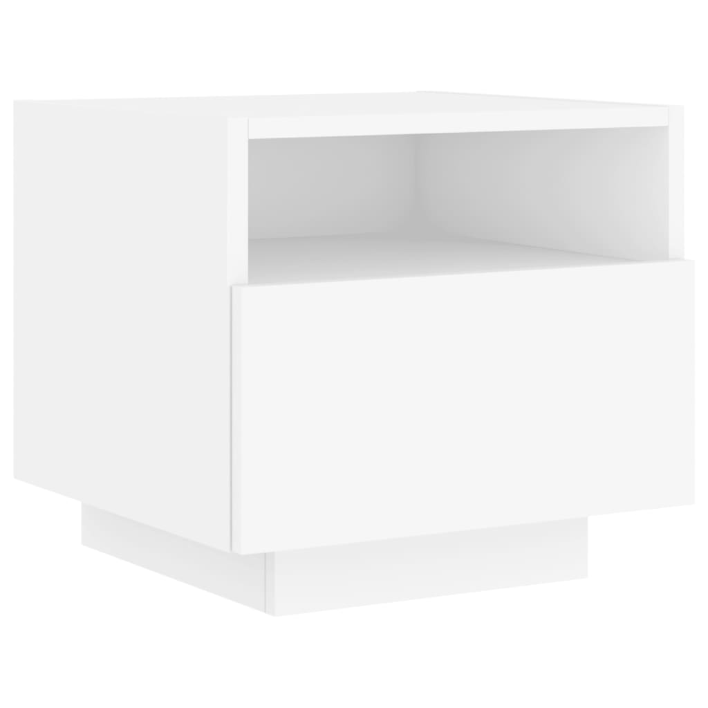 Bedside table with LED lights White 40x39x37 cm