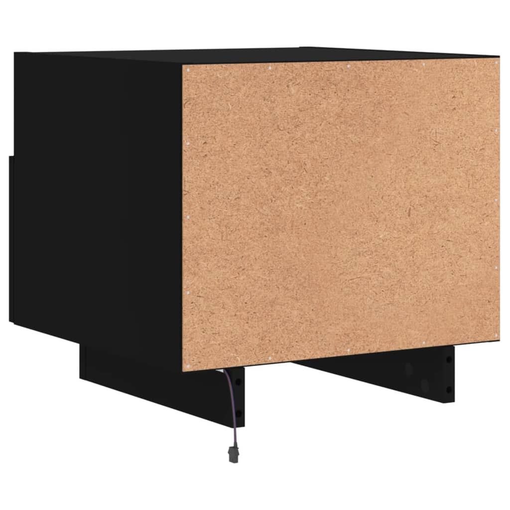 Bedside tables with LED lights 2 pcs. Black 40x39x37 cm