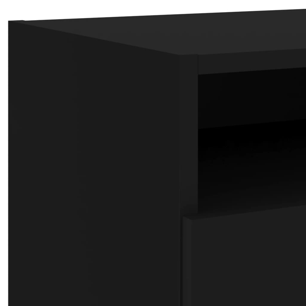Bedside tables with LED lights 2 pcs. Black 40x39x37 cm