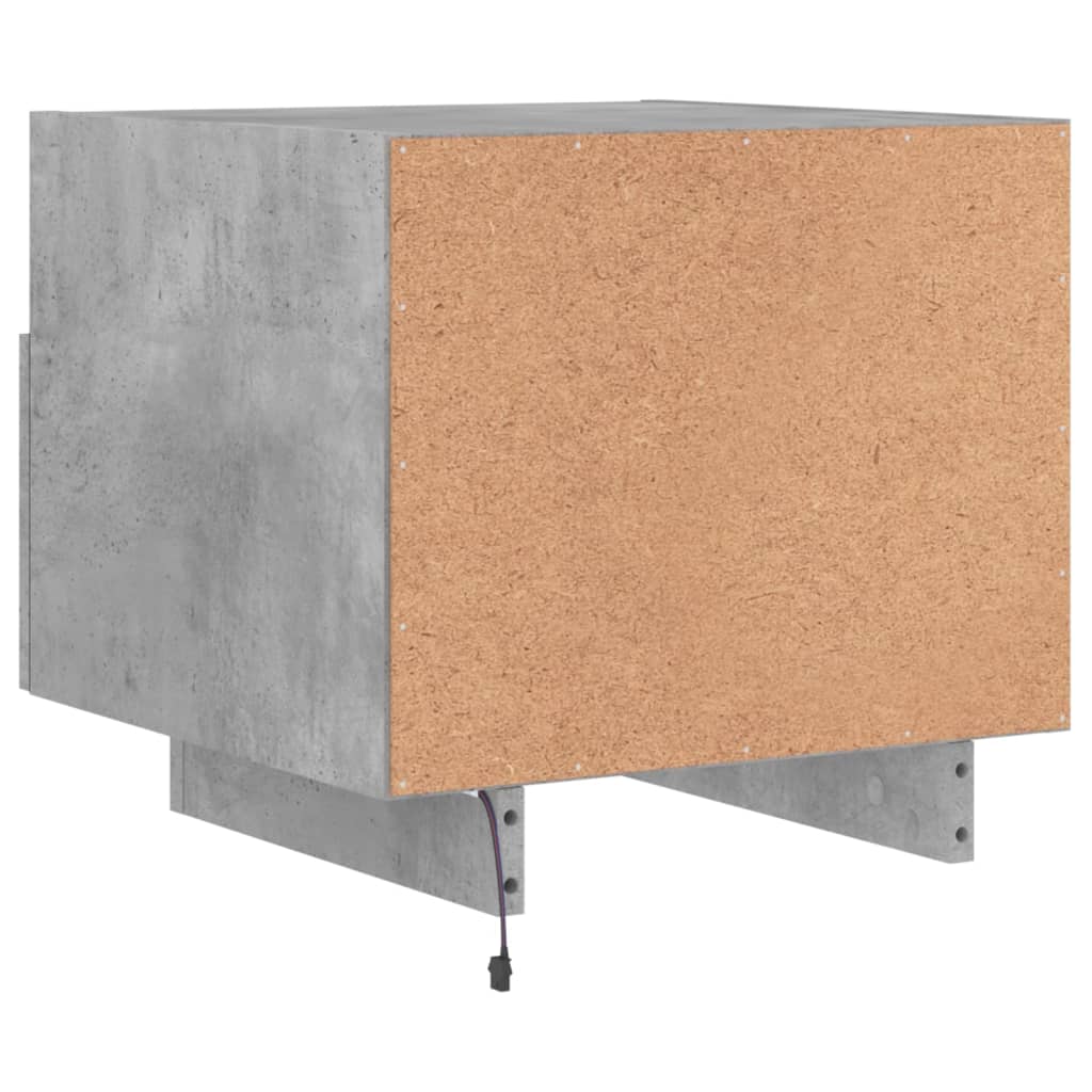 Bedside table with LED lights concrete grey 40x39x37 cm