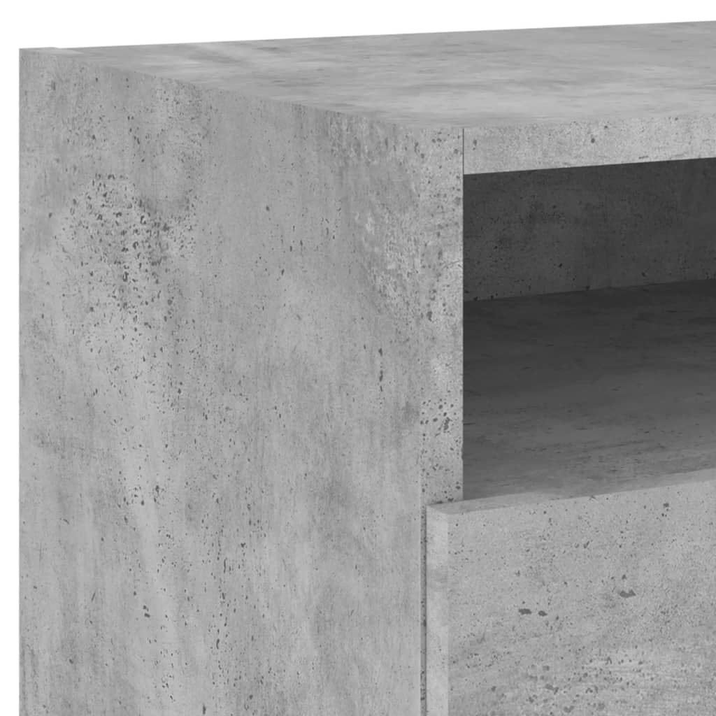 Bedside table with LED lights concrete grey 40x39x37 cm