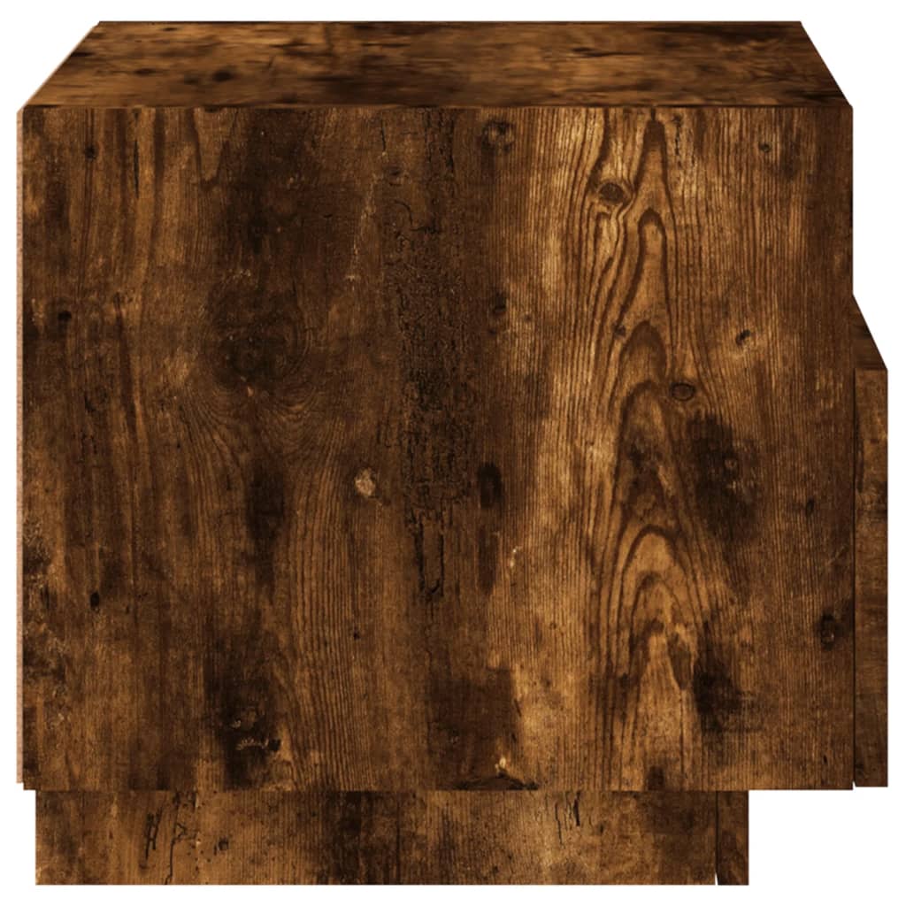 Bedside table with LED lights smoked oak 40x39x37 cm