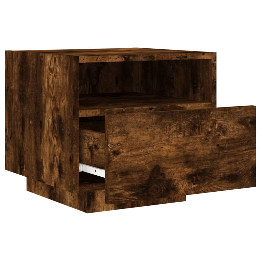 Bedside tables with LED lights 2 pcs. Smoked oak 40x39x37 cm