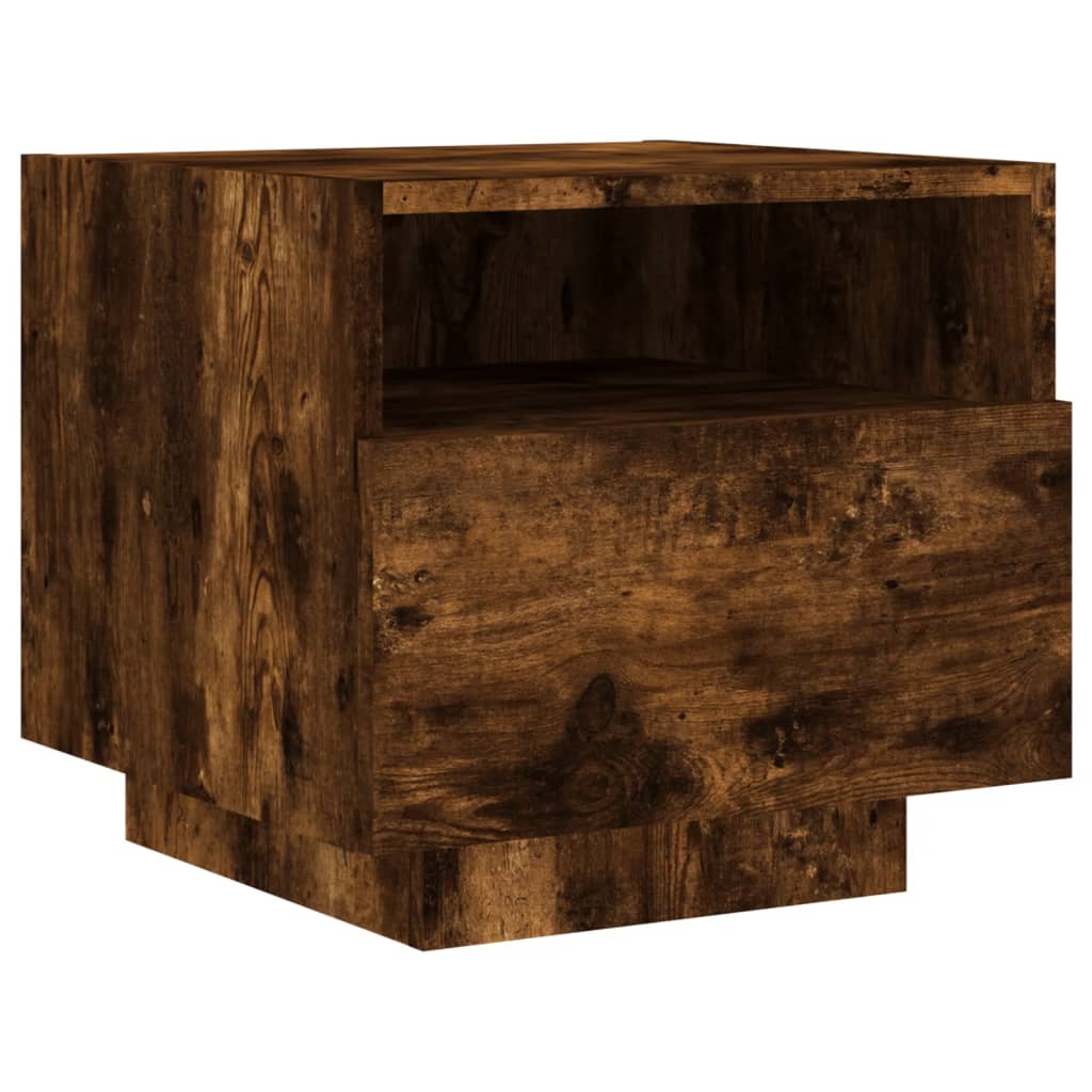 Bedside tables with LED lights 2 pcs. Smoked oak 40x39x37 cm