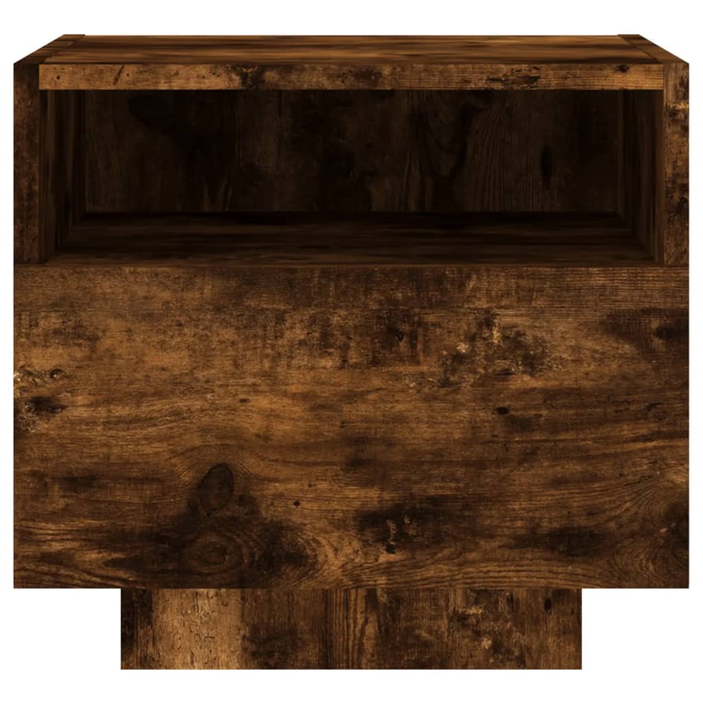 Bedside tables with LED lights 2 pcs. Smoked oak 40x39x37 cm