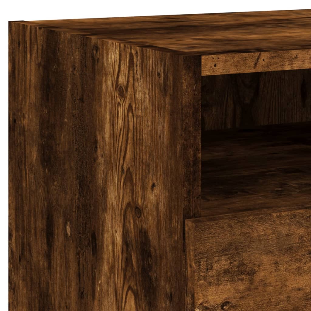 Bedside tables with LED lights 2 pcs. Smoked oak 40x39x37 cm