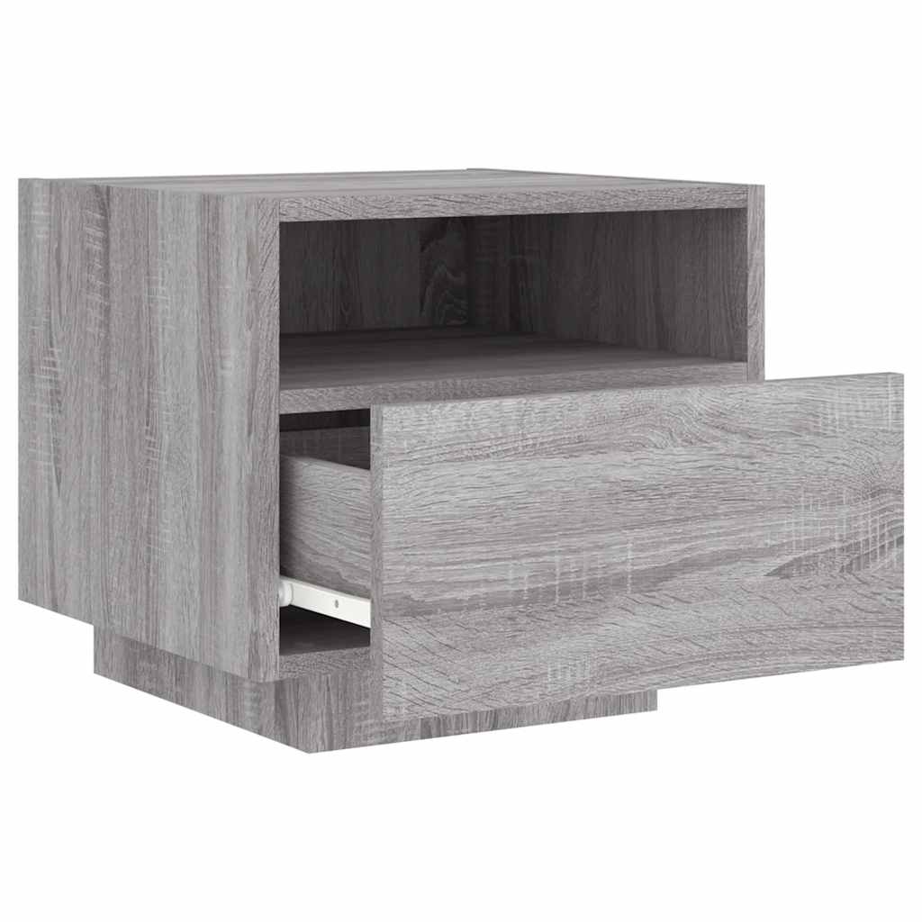 Nachttische mit LED-Leuchten 2 Stk. Grau Sonoma 40x39x37 cm