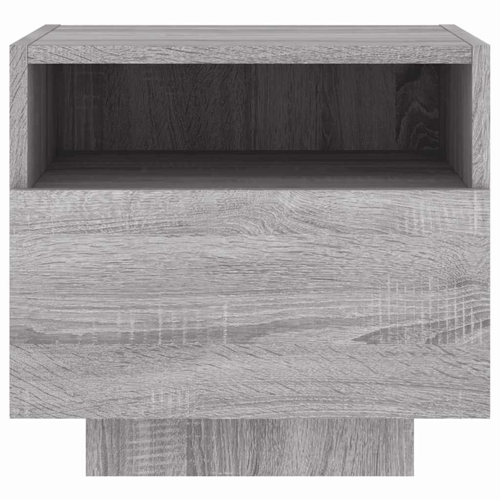 Nachttische mit LED-Leuchten 2 Stk. Grau Sonoma 40x39x37 cm