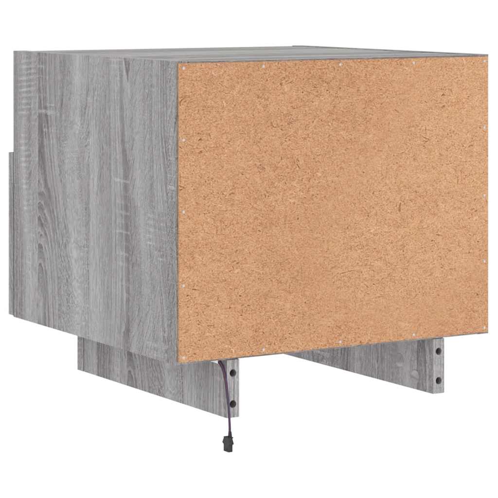 Nachttische mit LED-Leuchten 2 Stk. Grau Sonoma 40x39x37 cm