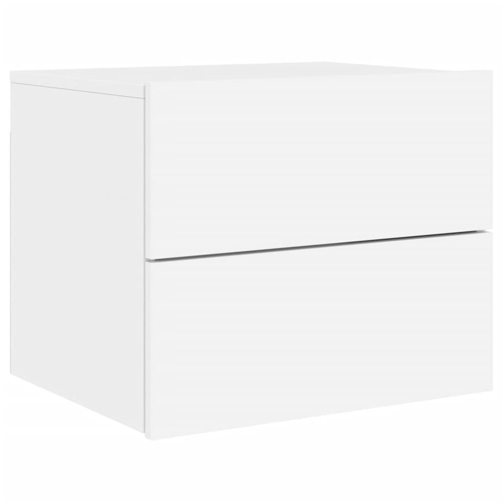 Wall-Mounted Bedside Table with LED Lights White