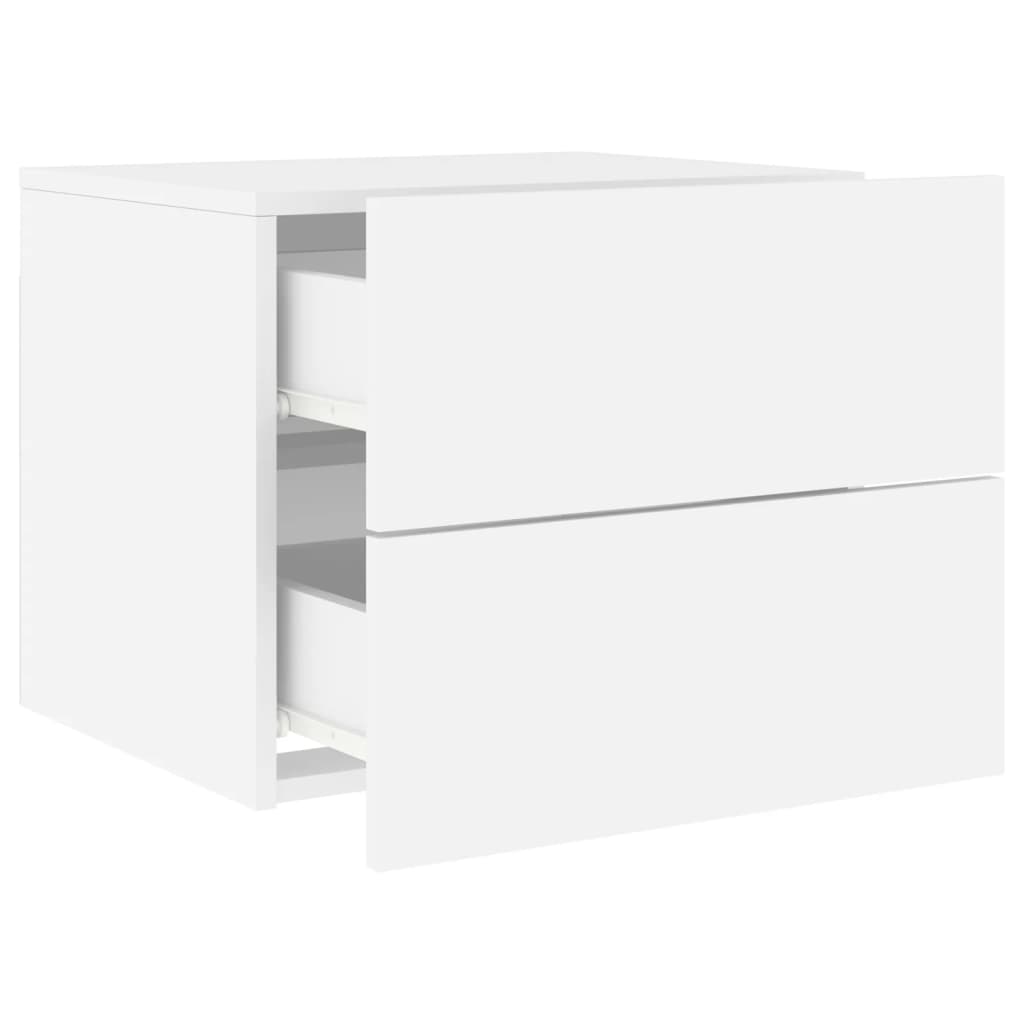 Wall-Mounted Bedside Table with LED Lights White