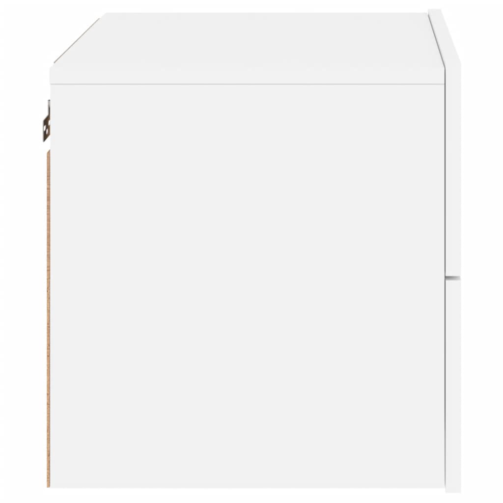Wall-Mounted Bedside Table with LED Lights White