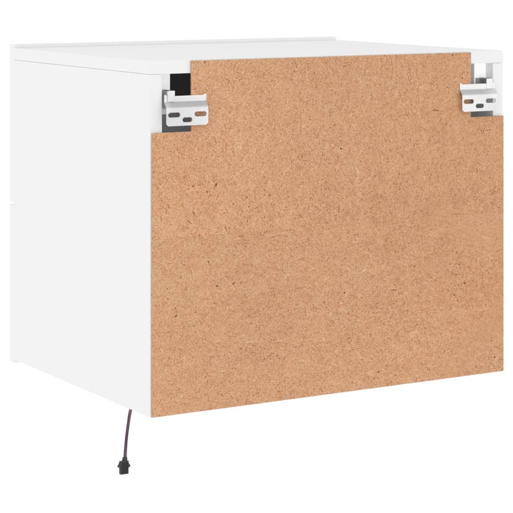 Wall-Mounted Bedside Table with LED Lights White