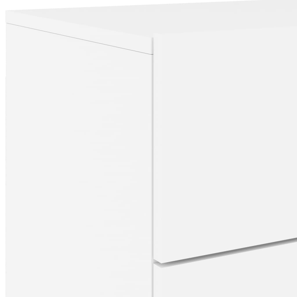 Wall-Mounted Bedside Table with LED Lights White