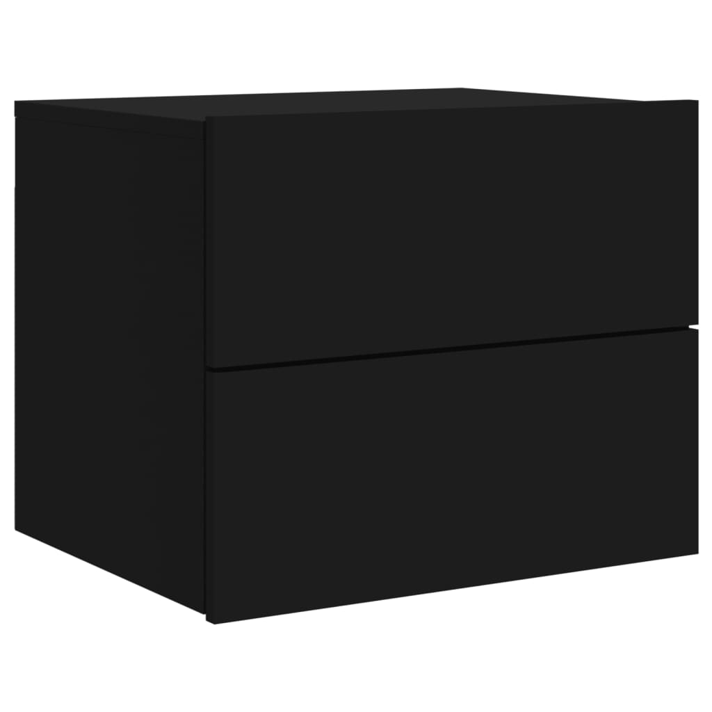 Wall-mounted bedside tables with LED lights 2 pcs. Black