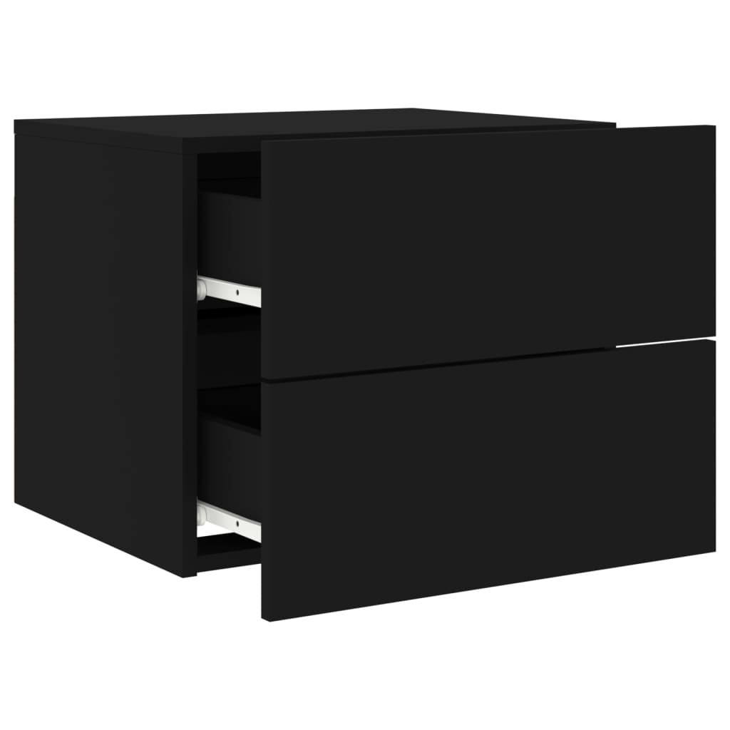 Wall-mounted bedside tables with LED lights 2 pcs. Black
