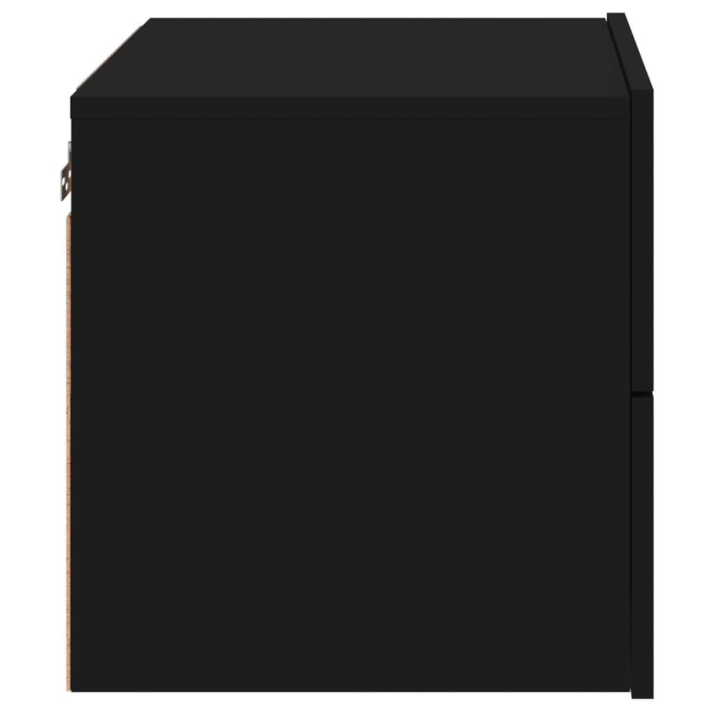 Wall-mounted bedside tables with LED lights 2 pcs. Black