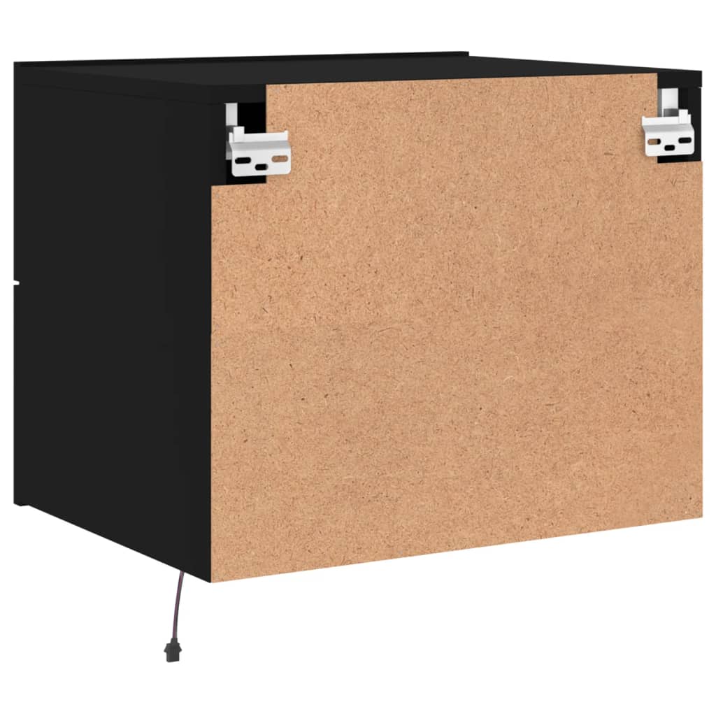 Wall-mounted bedside tables with LED lights 2 pcs. Black